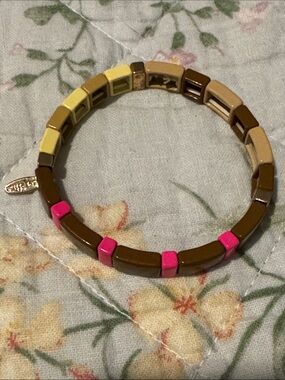 Anthropologie Serefina Brown & Pink Tile Stretch Bracelet - Women Jewelry